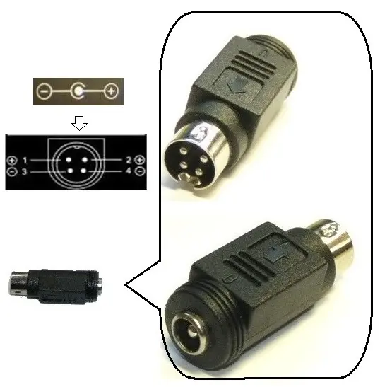 Barrel To 4-Pin Plug Converter, 2.5mm/5.5mm Input, Pin1 & Pin2 Positive Output - Image 2